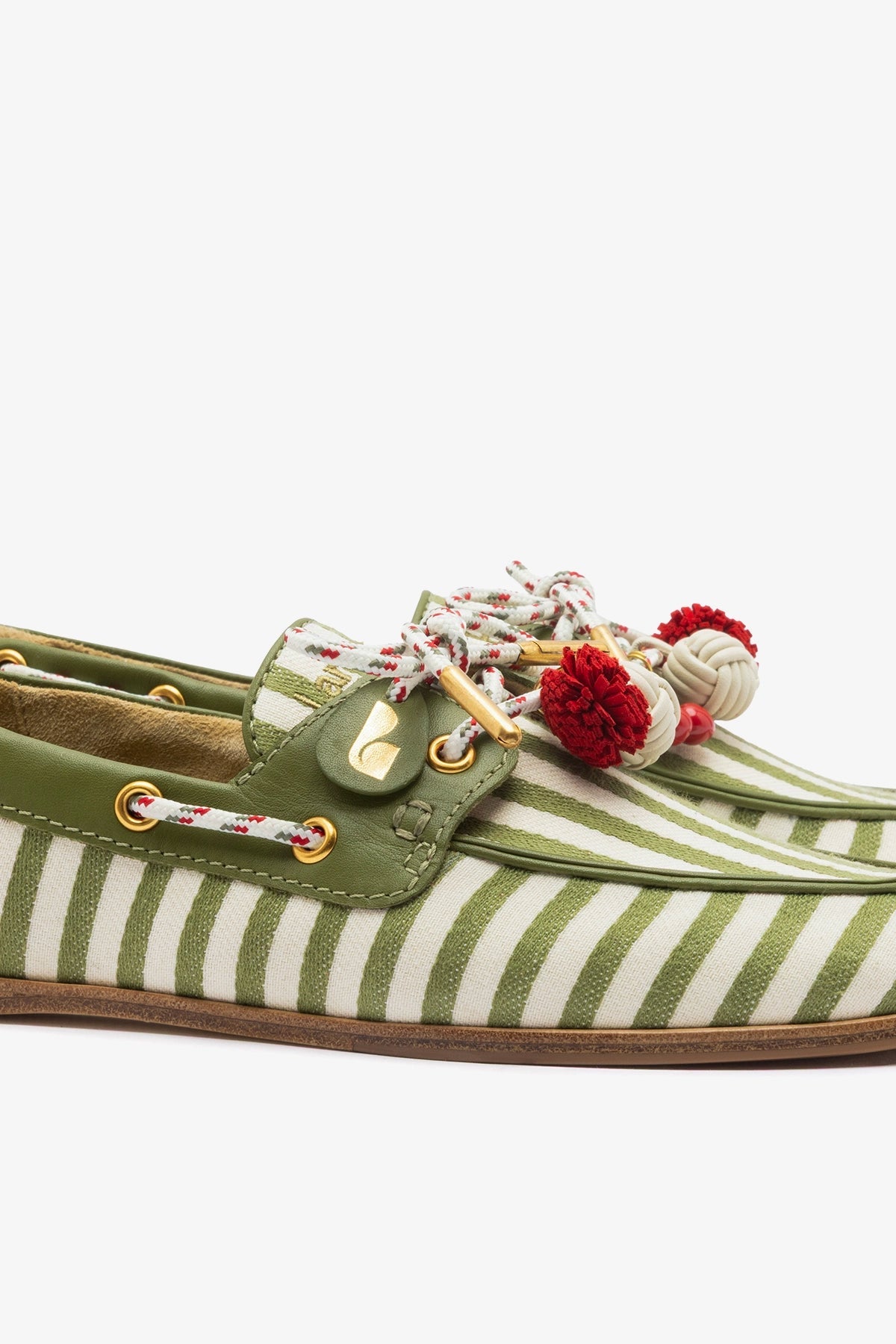 Cyprus Boat Shoe Seaweed Striped Canvas - Larroude