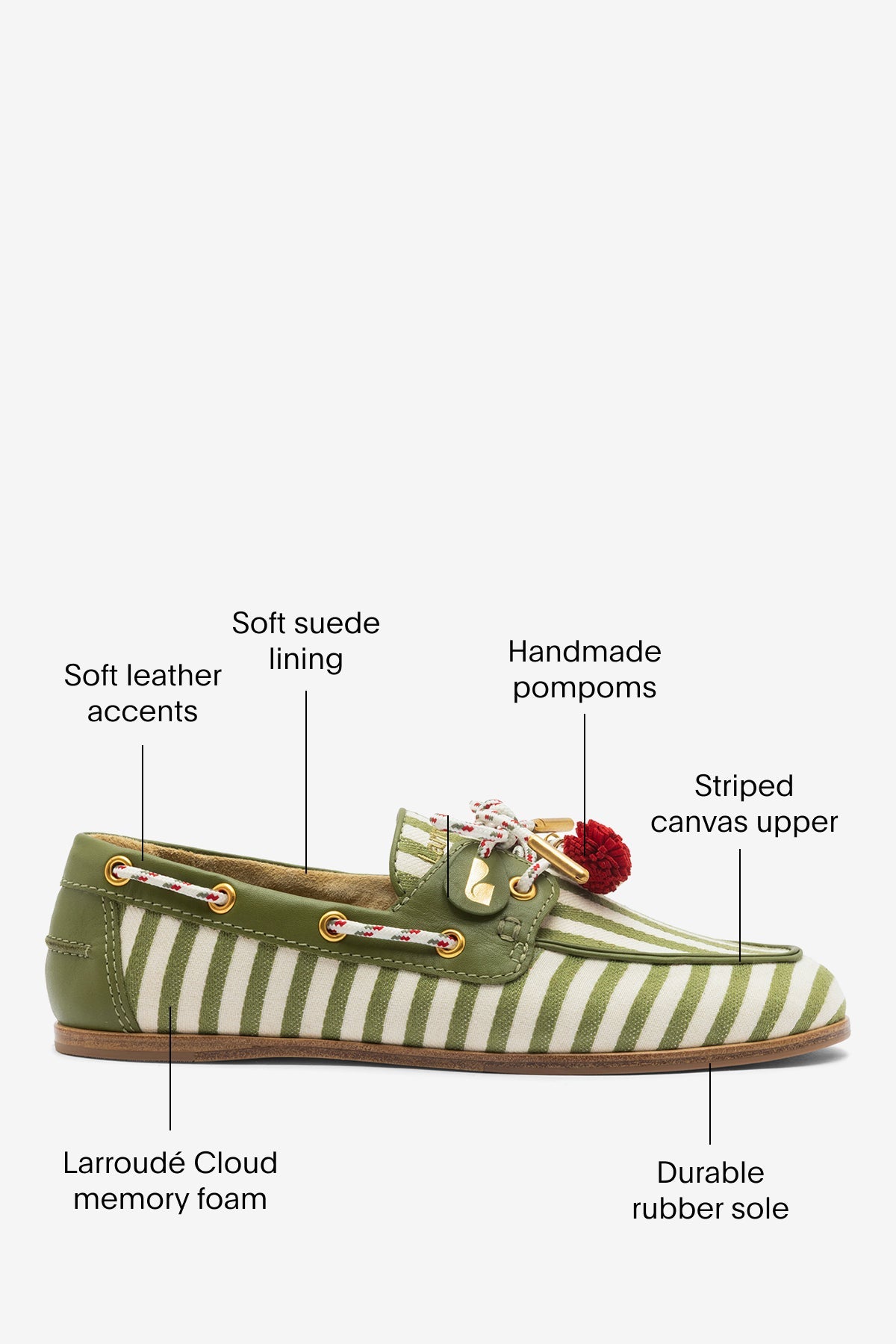 Cyprus Boat Shoe Seaweed Striped Canvas - Larroude