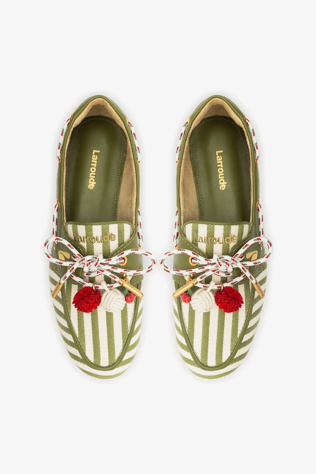 Cyprus Boat Shoe Seaweed Striped Canvas - Larroude