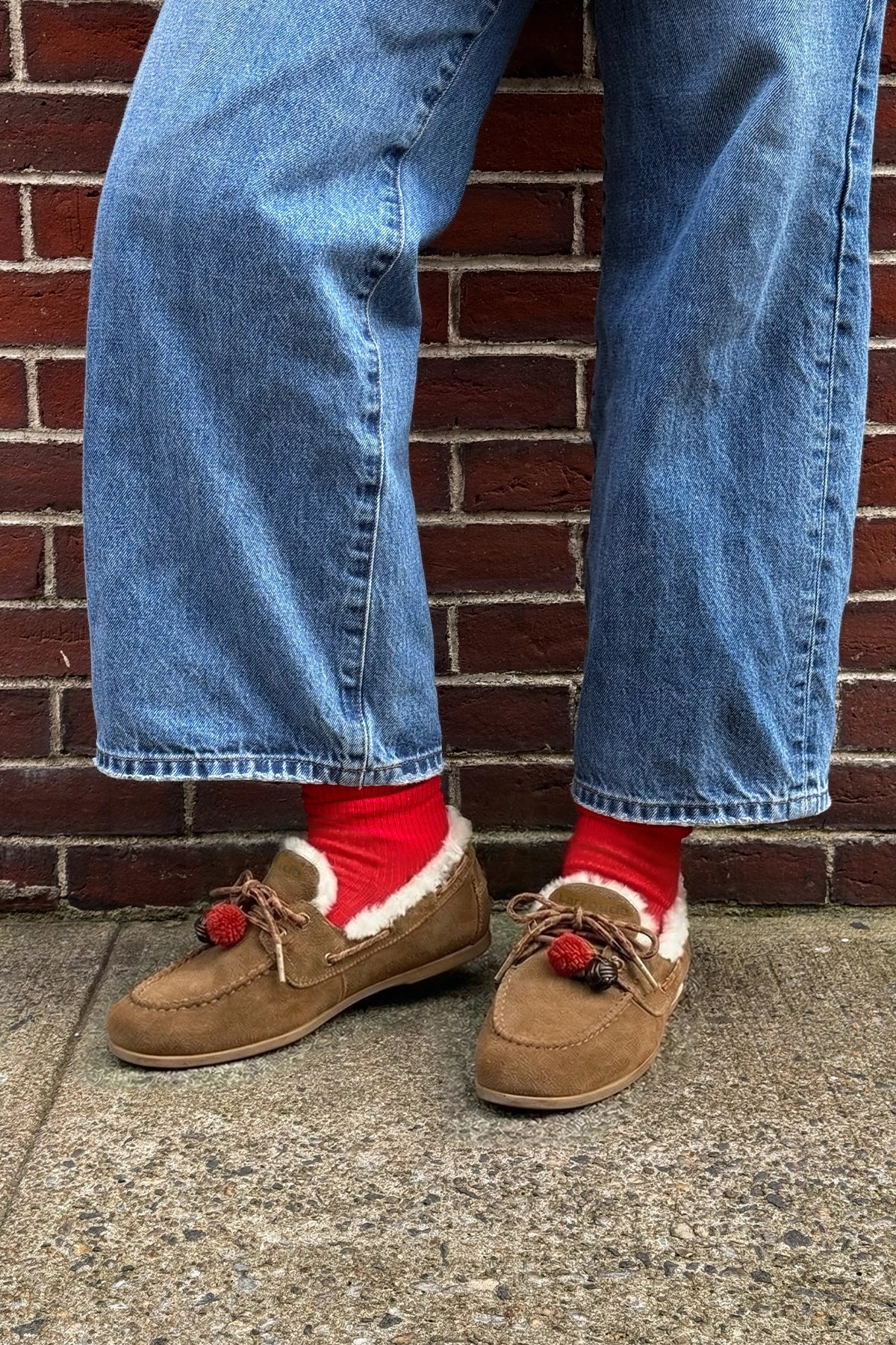Cyprus Boat Shoe In Russet Suede and Natural Shearling - Larroude
