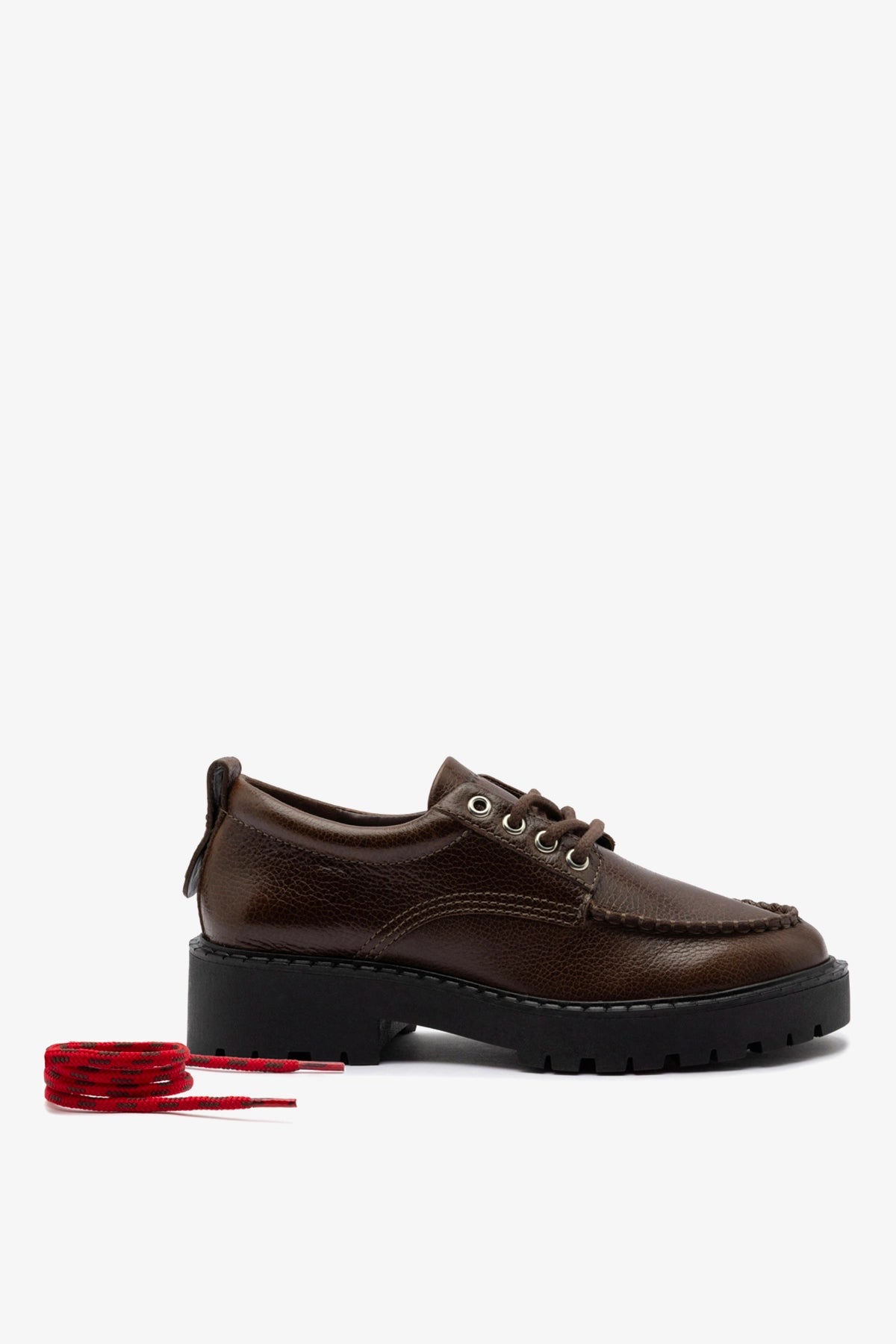 London Lace Up Loafer In Brown Leather - Larroude