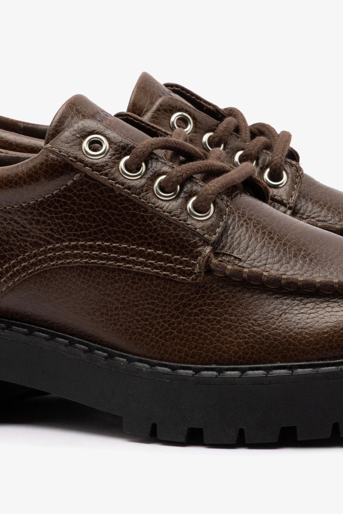 London Lace Up Loafer In Brown Leather - Larroude