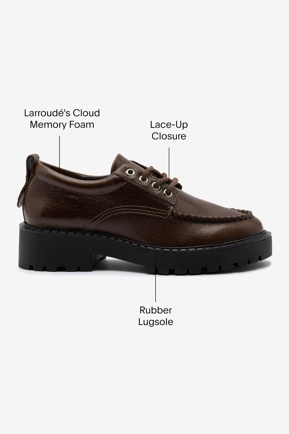 London Lace Up Loafer In Brown Leather - Larroude