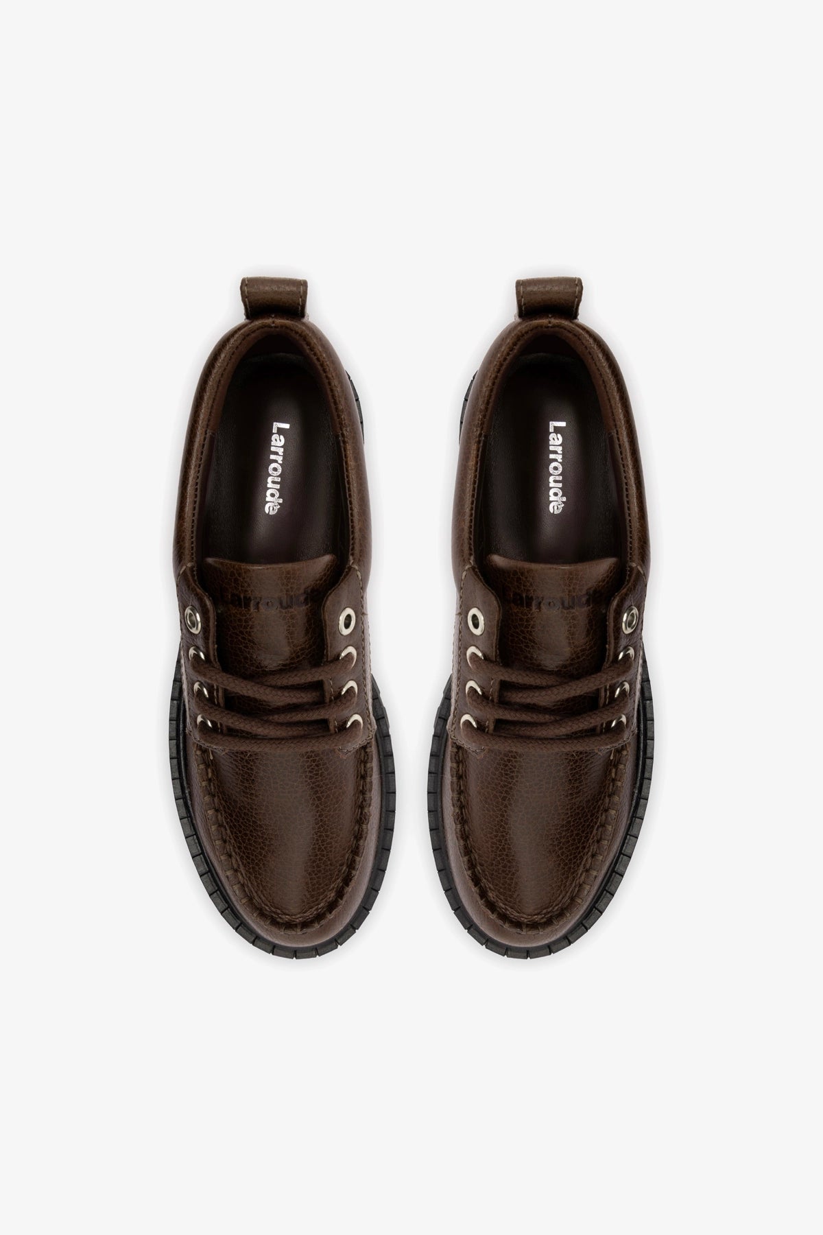 London Lace Up Loafer In Brown Leather - Larroude