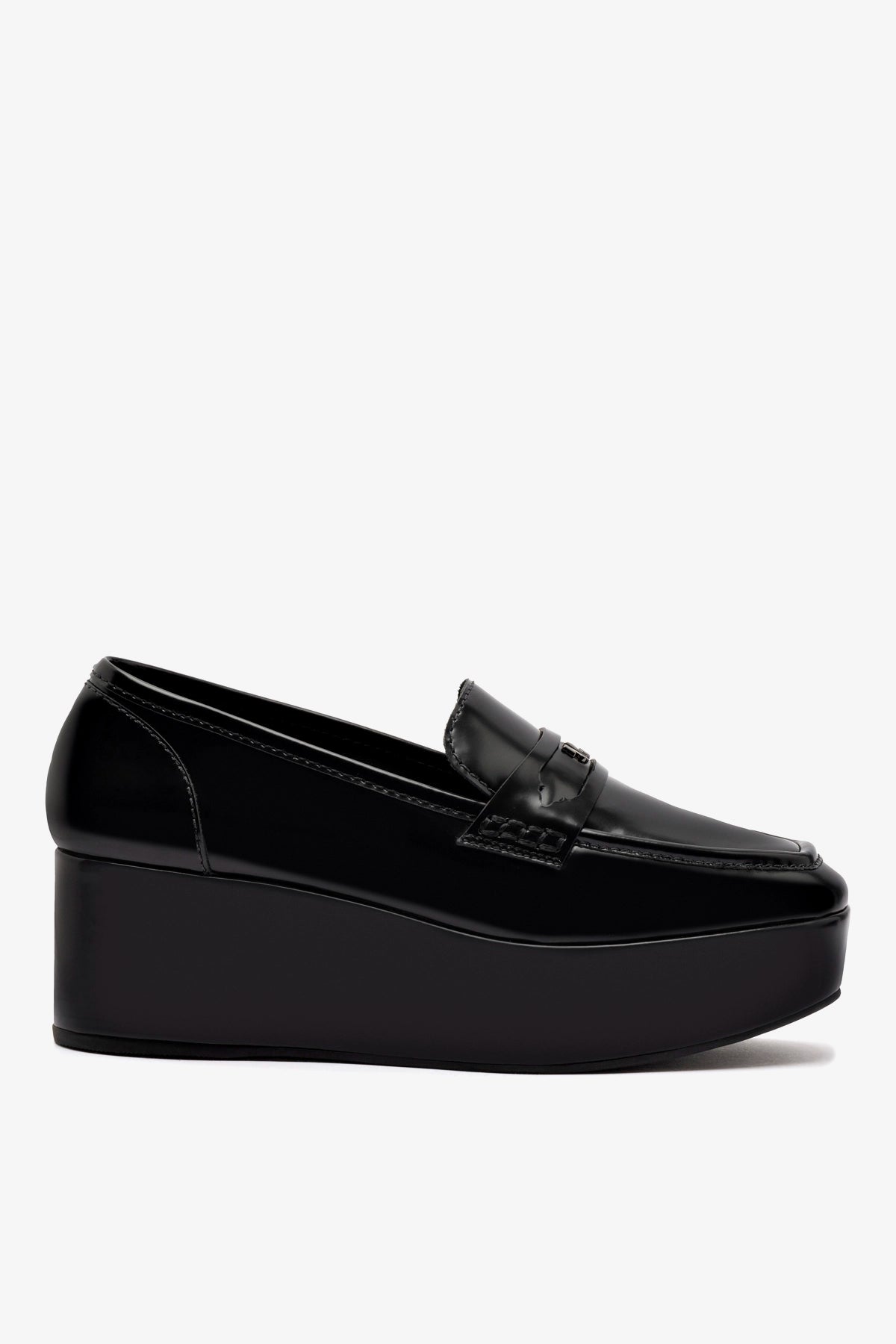 Suki Flatform Loafer In Black Box Leather - Larroude