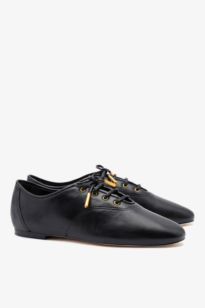 Liza Sneaker In Black Leather - Larroude