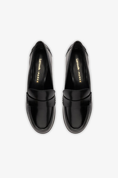 Larroudé x Parke Loafer In Black Box Leather - Larroude