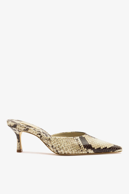 Carine Mule Neutral Snake Leather - Larroude