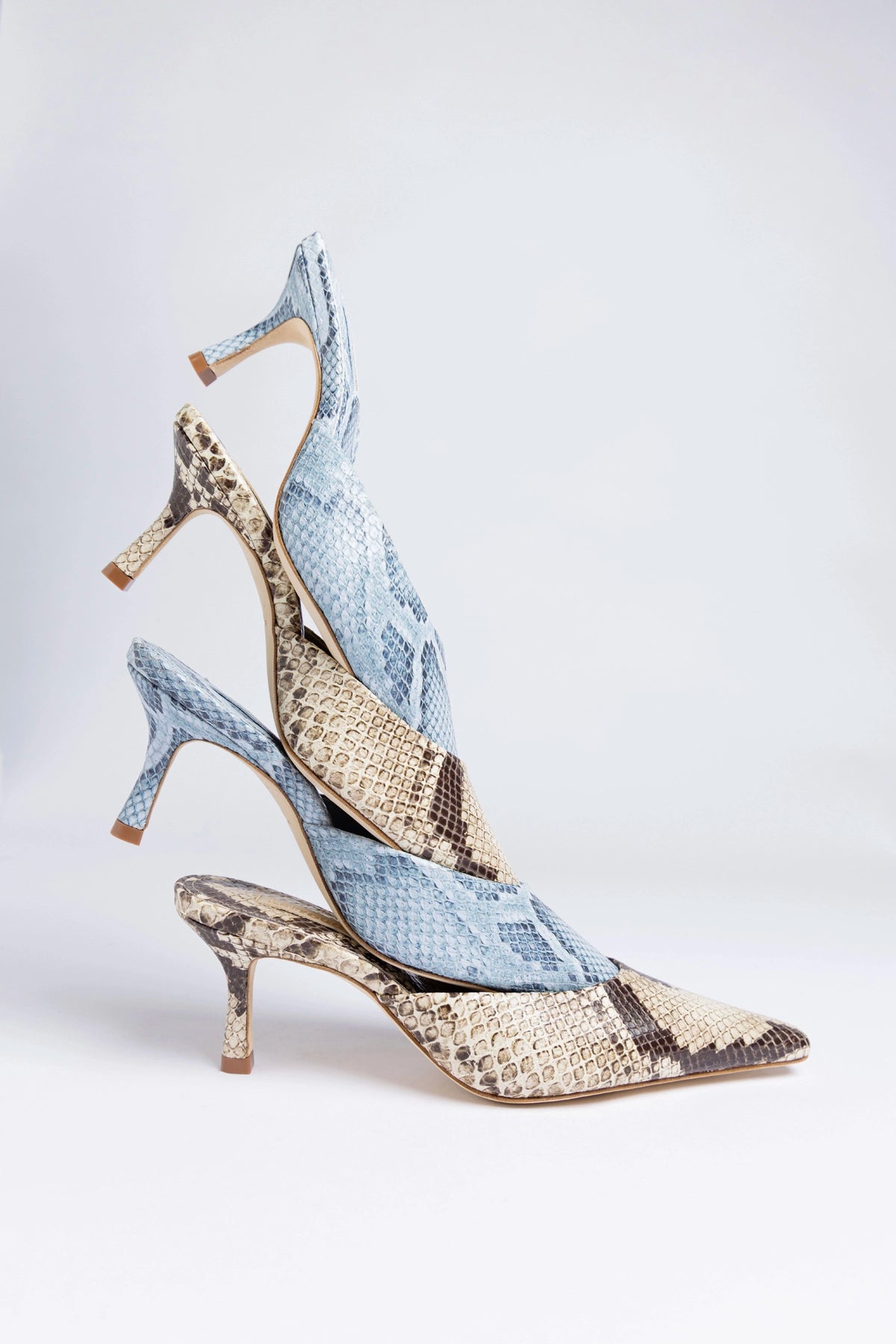 Carine Mule Neutral Snake Leather - Larroude