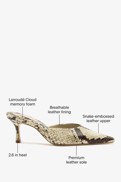 Carine Mule Neutral Snake Leather - Larroude