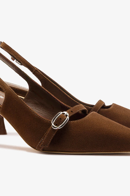 Ines Pump Burnt Umber Suede - Larroude