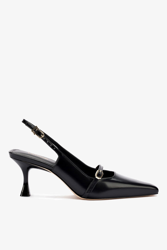 Ines Pump In Black Leather - Larroude