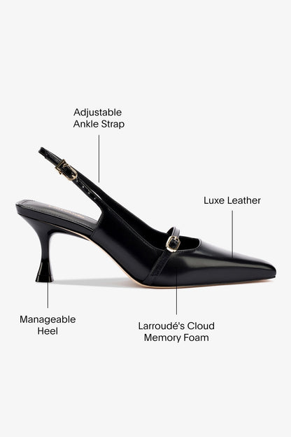 Ines Pump In Black Leather - Larroude