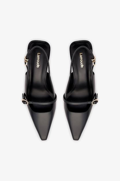 Ines Pump In Black Leather - Larroude