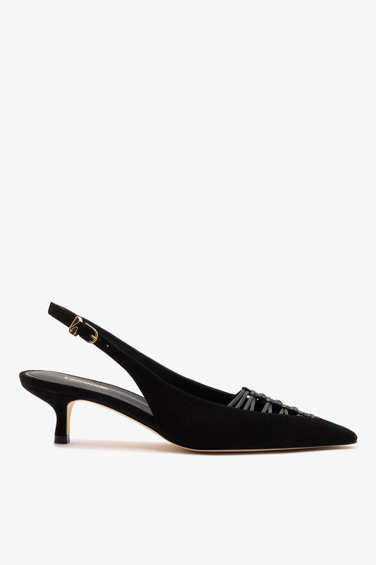 Nara Pump In Black Suede and Leather - Larroude