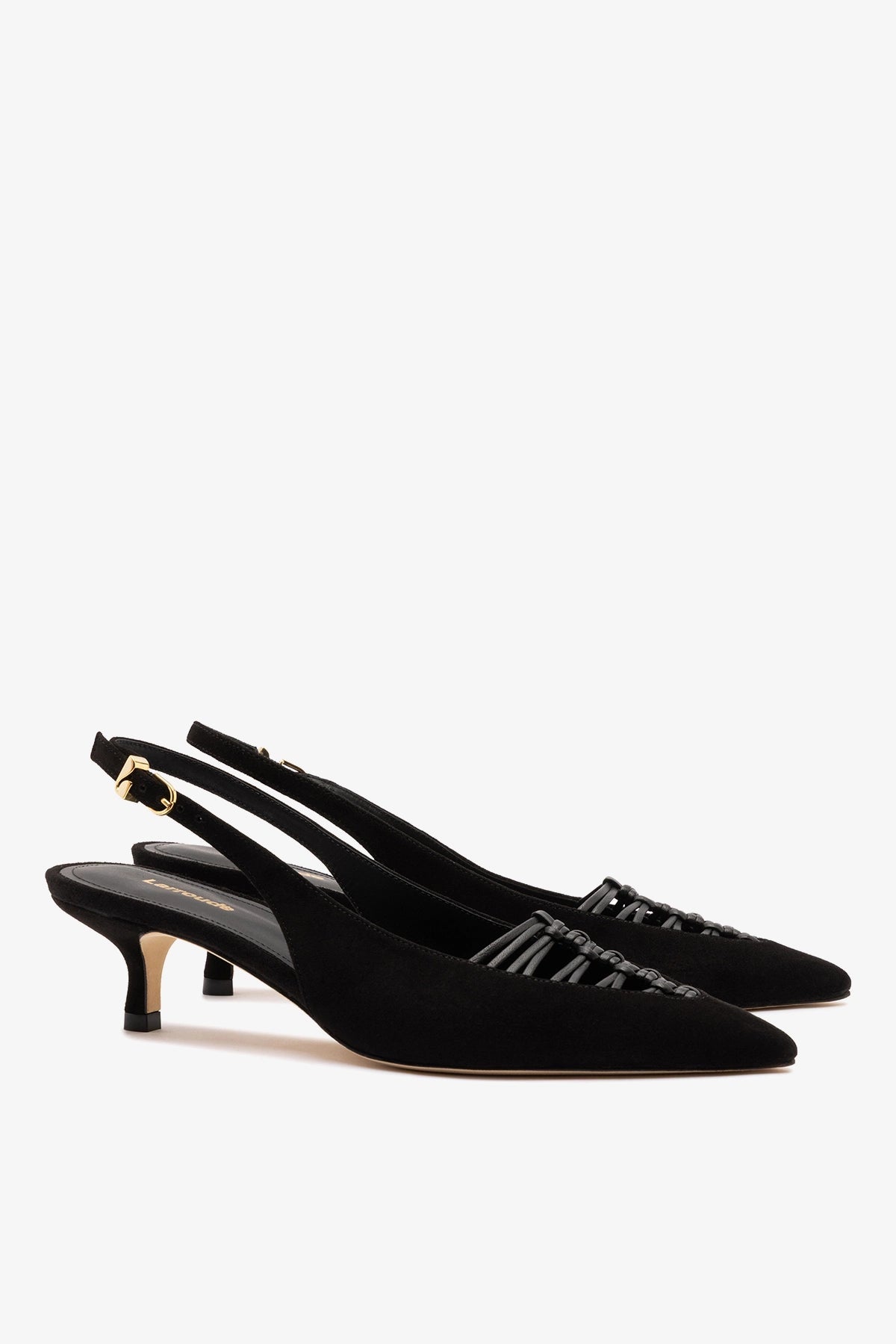 Nara Pump In Black Suede and Leather - Larroude