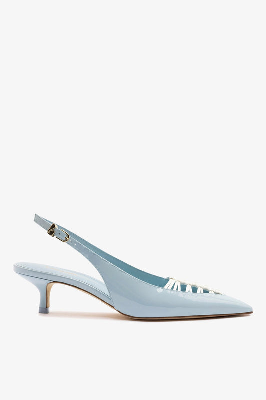 Nara Pump In Maya Patent Leather and White Leather - Larroude