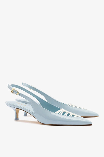 Nara Pump In Maya Patent Leather and White Leather - Larroude