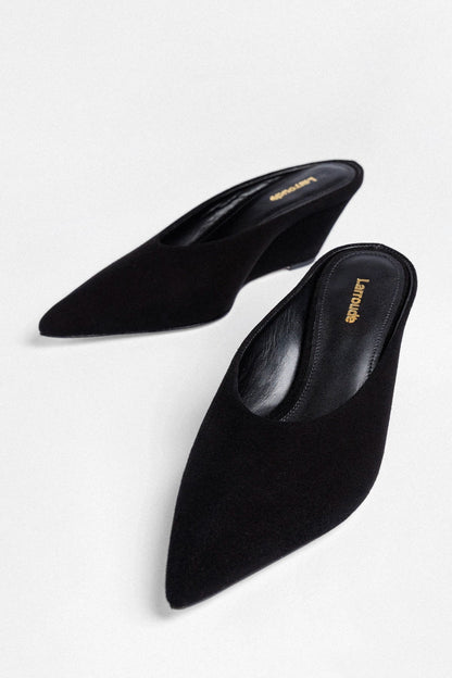 Loulou Mule Black Suede - Larroude