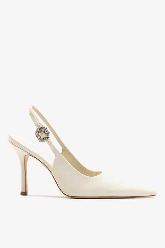 Carine Pump White Satin - Larroude