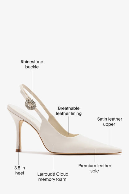 Carine Pump White Satin - Larroude