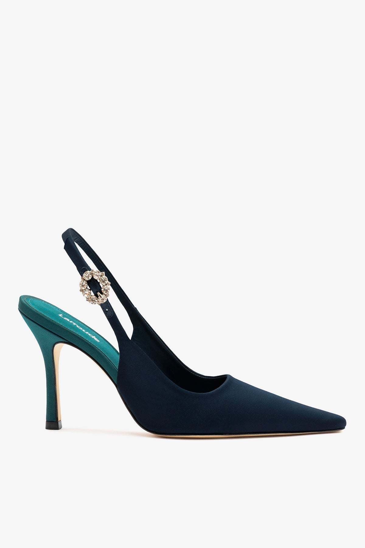 Carine Pump Ocean Satin - Larroude