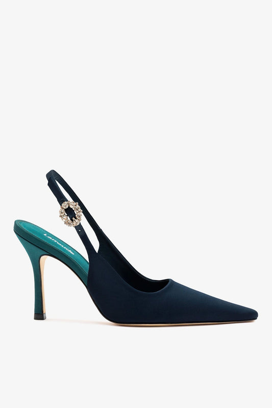 Carine Pump Ocean Satin - Larroude