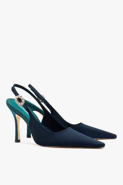Carine Pump Ocean Satin - Larroude