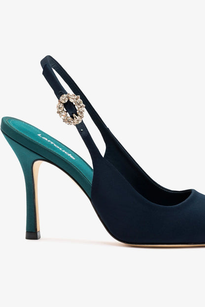 Carine Pump Ocean Satin - Larroude