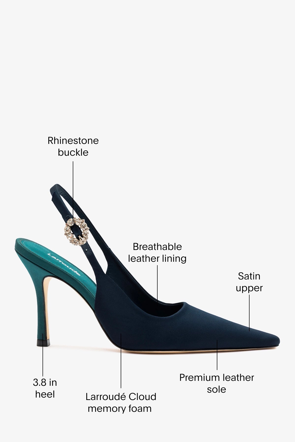 Carine Pump Ocean Satin - Larroude