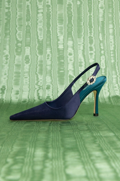 Carine Pump Ocean Satin - Larroude