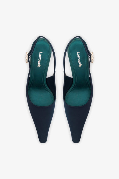 Carine Pump Ocean Satin - Larroude