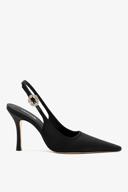 Carine Pump Black Satin - Larroude