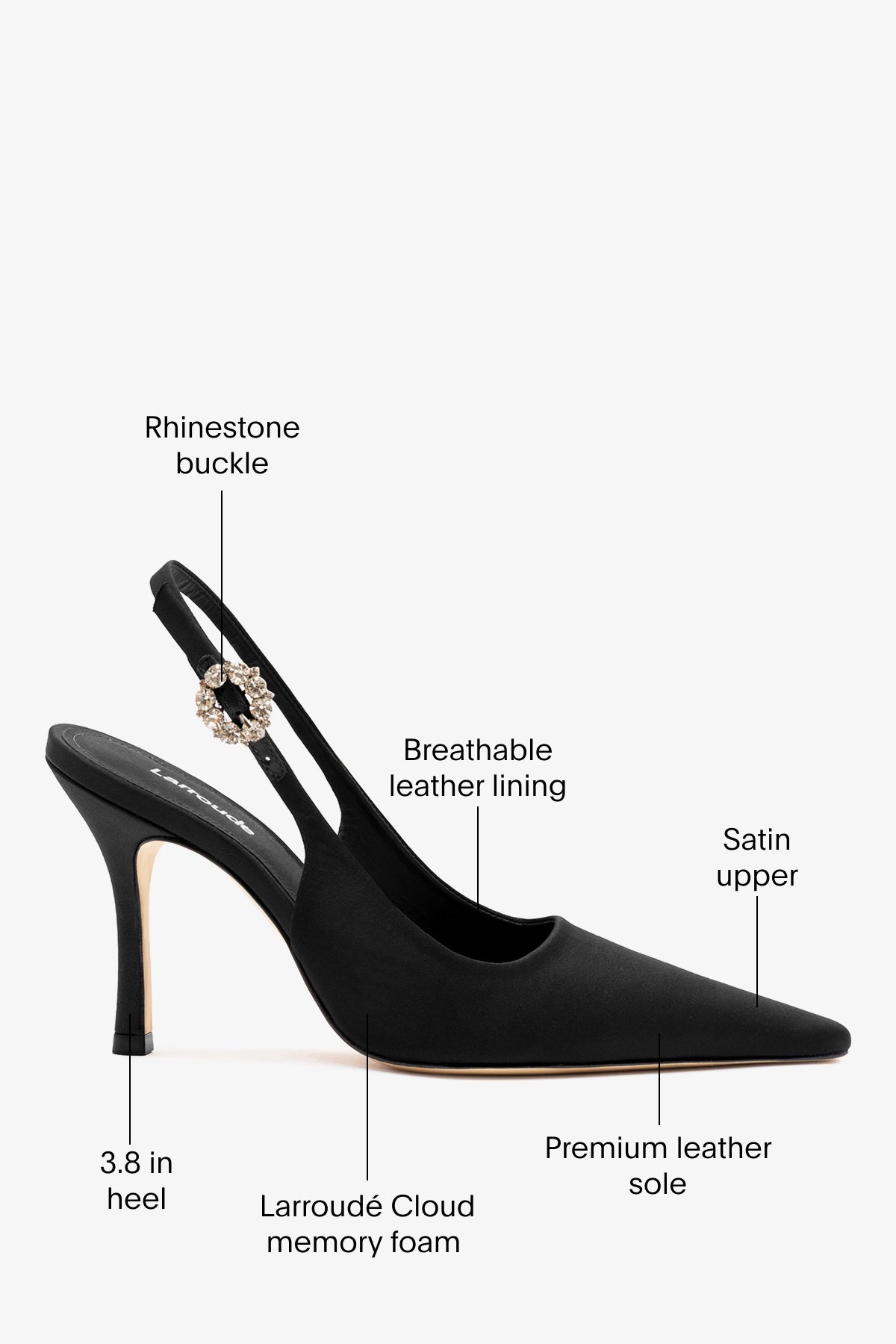 Carine Pump Black Satin - Larroude