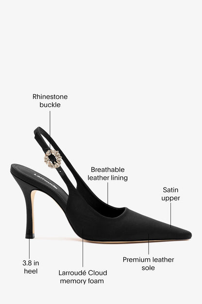 Carine Pump Black Satin - Larroude