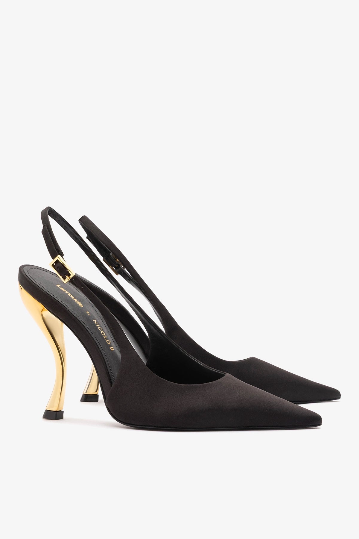 Larroudé x Nicolò B.: Grace Pump Black Satin - Larroude