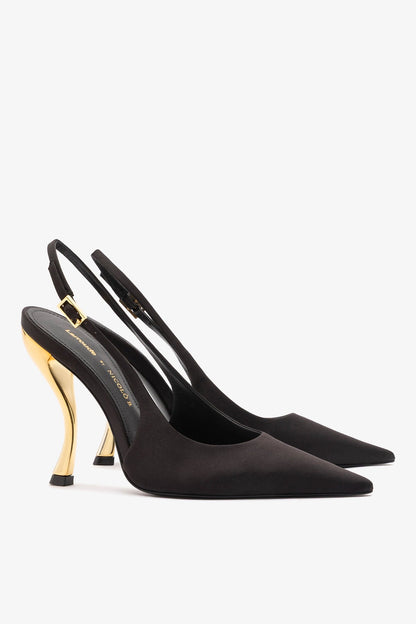 Larroudé x Nicolò B.: Grace Pump Black Satin - Larroude