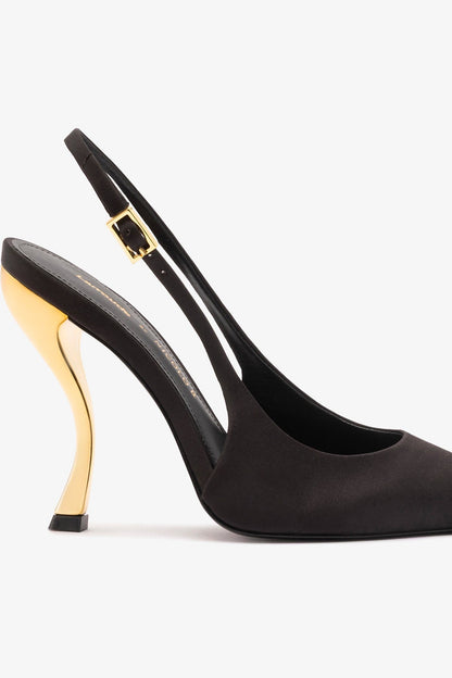 Larroudé x Nicolò B.: Grace Pump Black Satin - Larroude