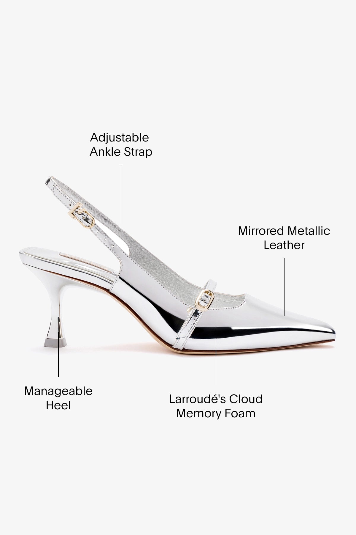 Ines Pump In Silver Specchio - Larroude