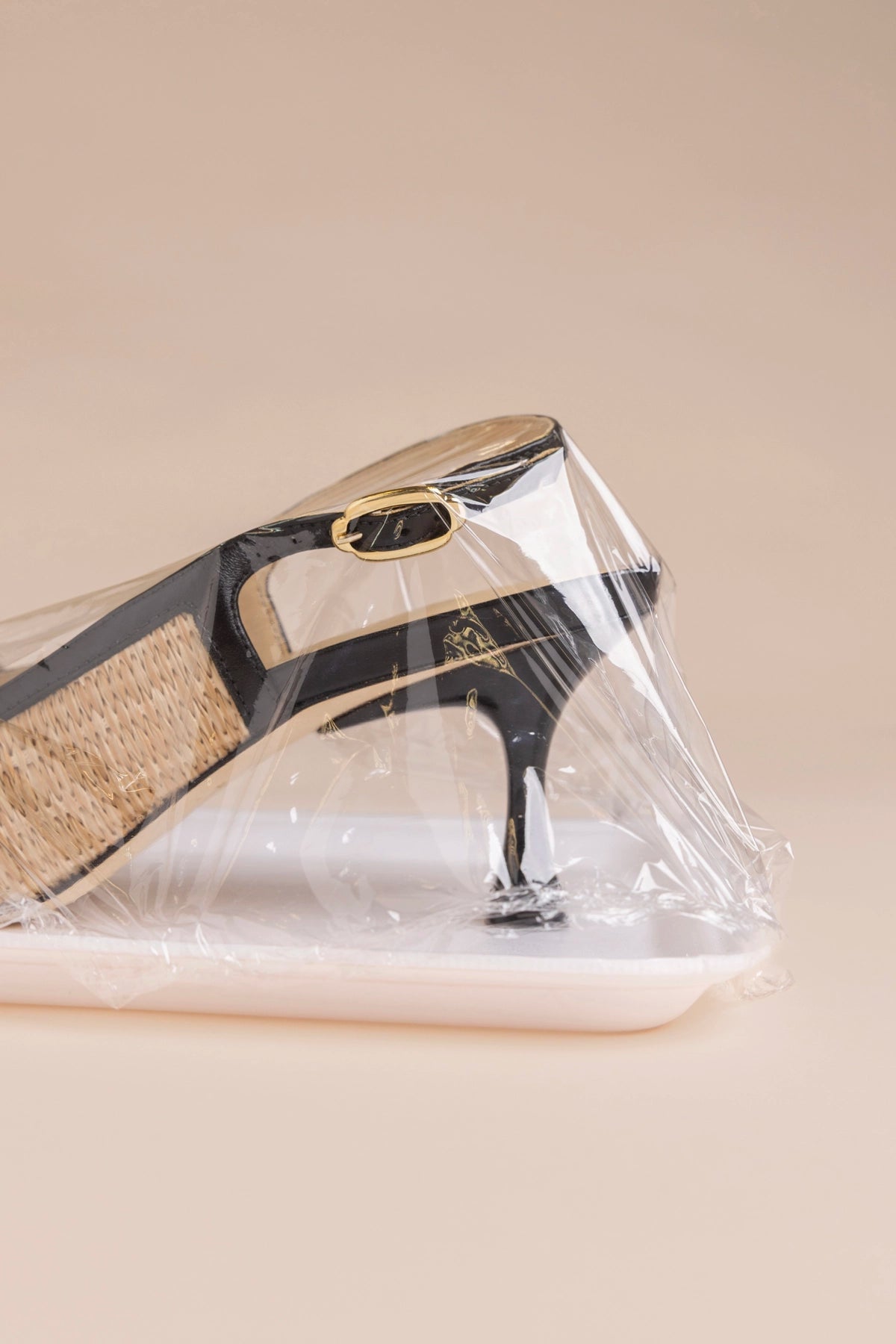 Ines Pump Natural Raffia and Black Leather - Larroude