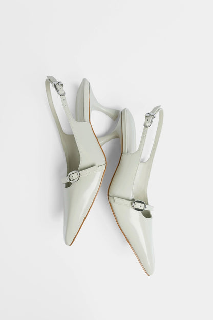 Ines Pump Gray Leather - Larroude