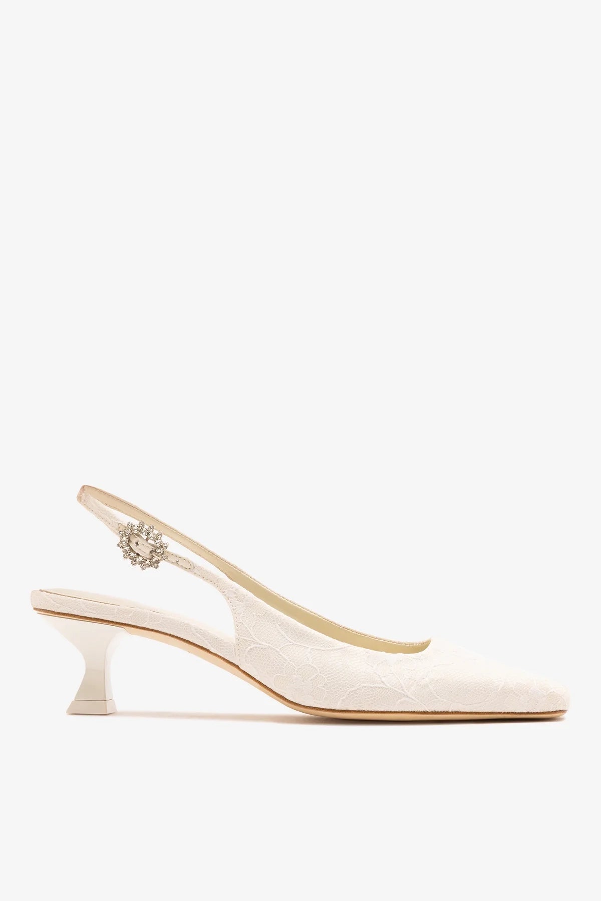 Larroudé x Markarian: Amal Pump White Lace - Larroude