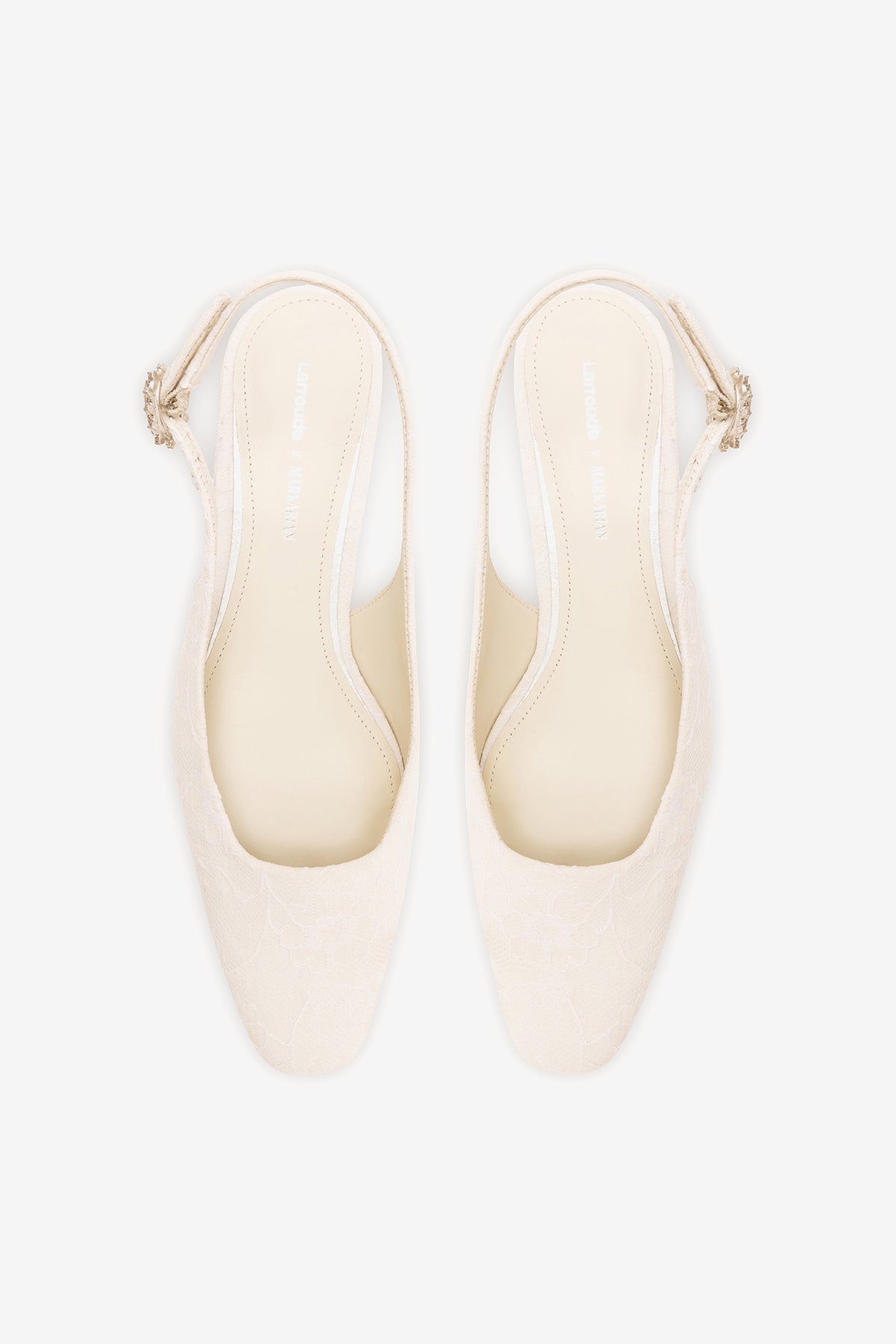 Larroudé x Markarian: Amal Pump White Lace - Larroude