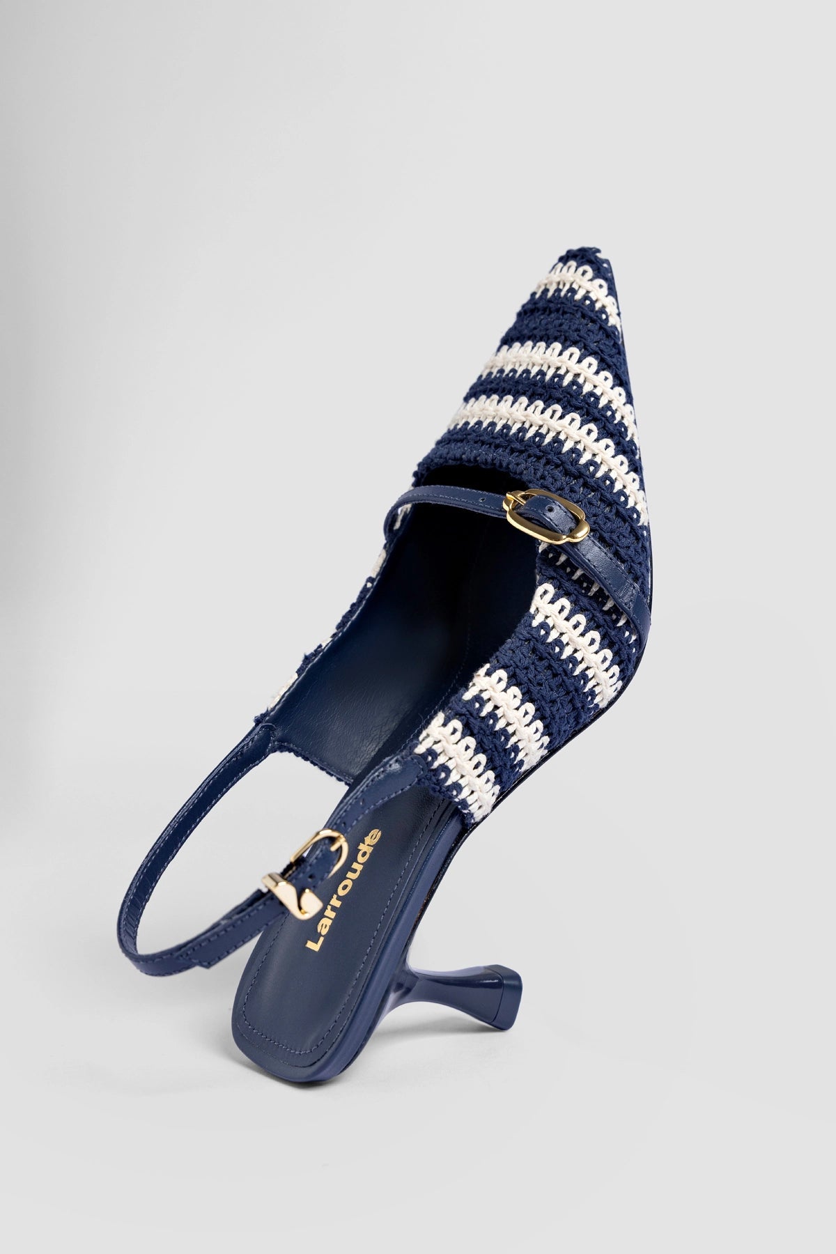 Ines Crochet Pump Striped Navy - Larroude