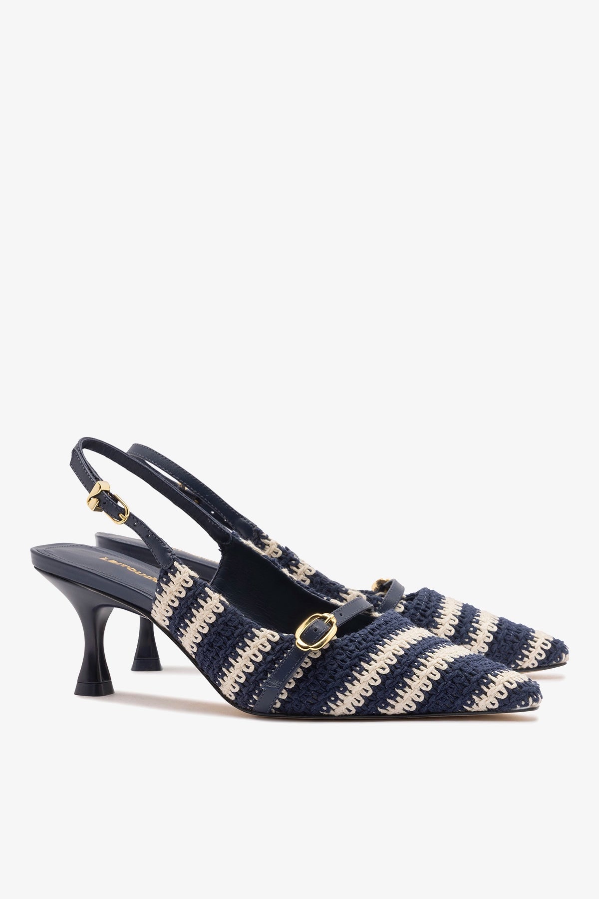 Ines Crochet Pump Striped Navy - Larroude