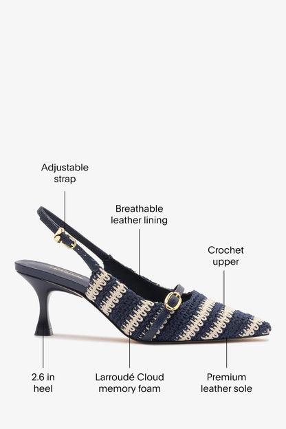 Ines Crochet Pump Striped Navy - Larroude