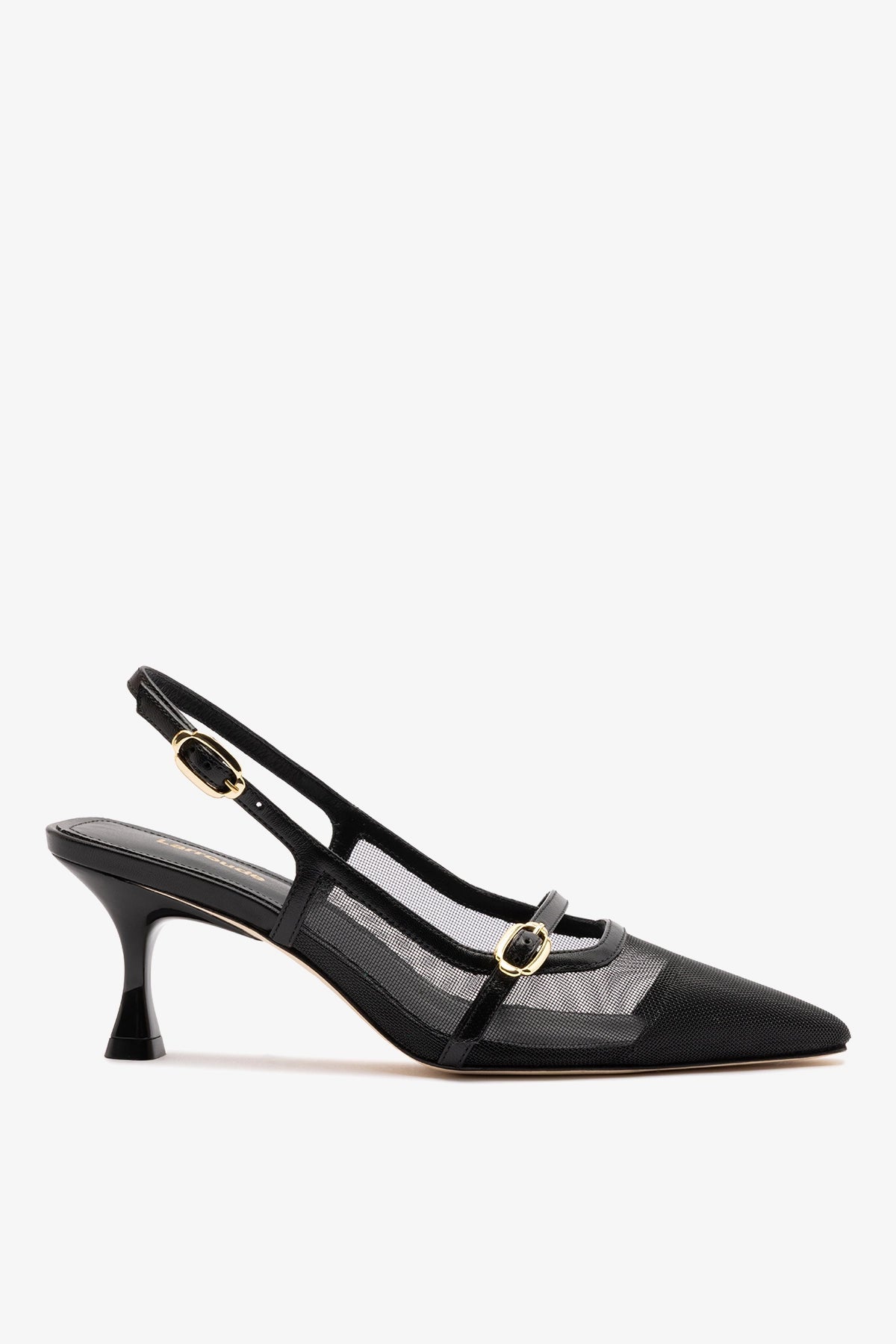 Ines Pump In Black Mesh and Leather - Larroude