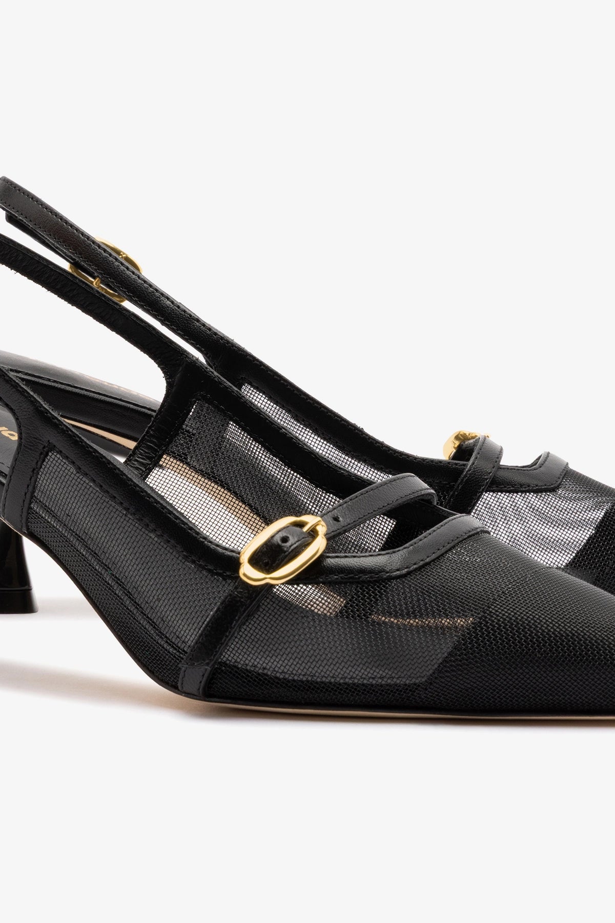 Ines Pump In Black Mesh and Leather - Larroude