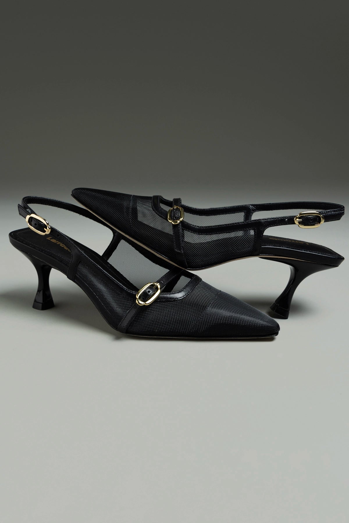 Ines Pump In Black Mesh and Leather - Larroude