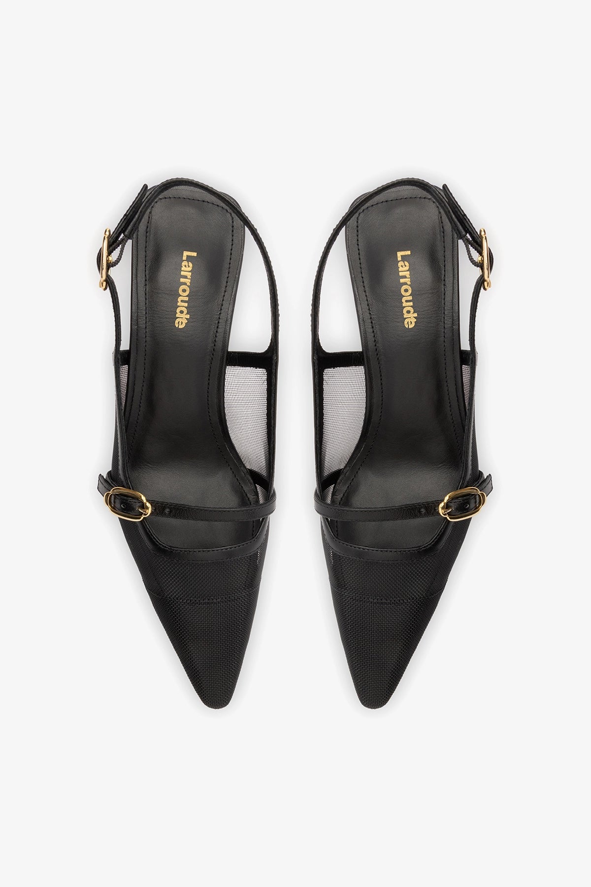 Ines Pump In Black Mesh and Leather - Larroude